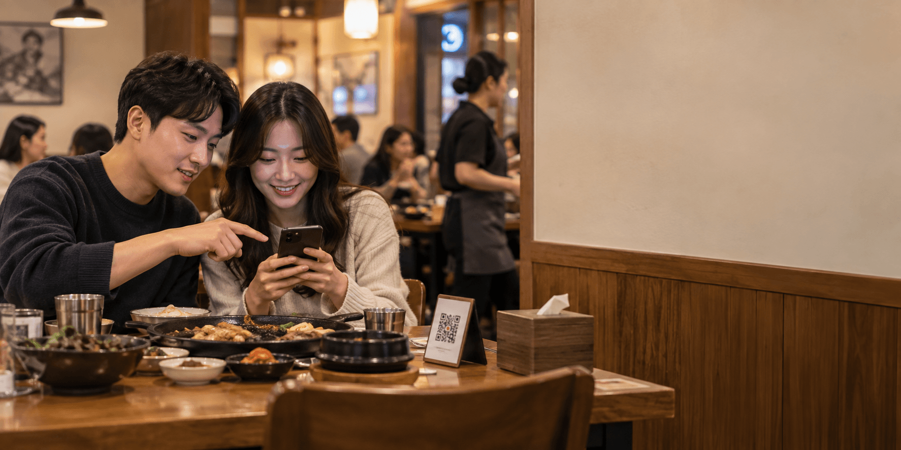 식당 테이블 QR 주문 모습